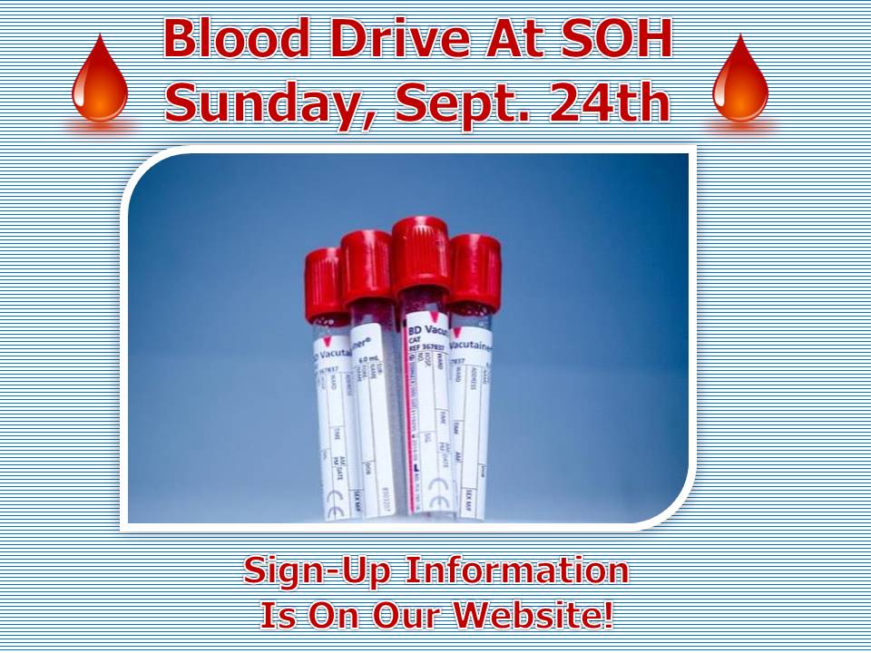 SOH Blood Drive Is September 24th